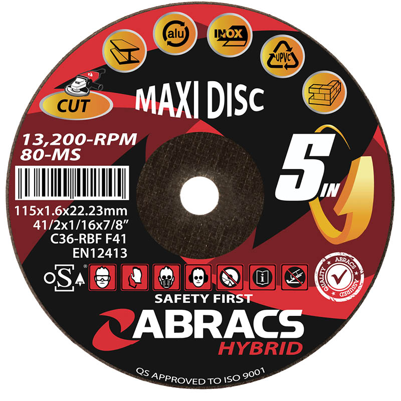 115x1.6x22mm Hybrid 5 In 1 Maxi Abrasive Cutting Disc Flat